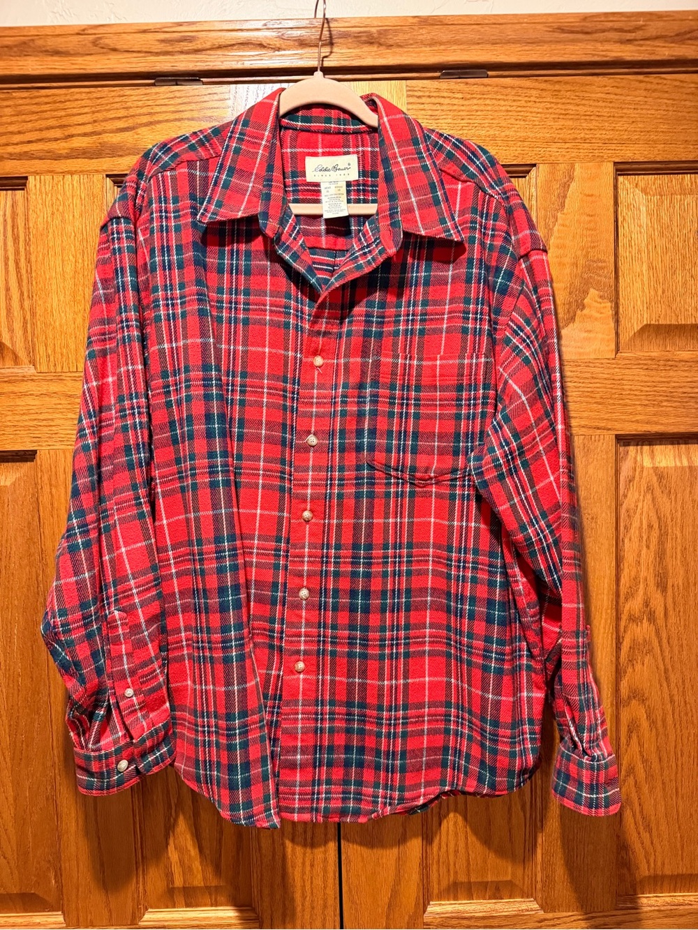 Eddie Bauer Red and Green plaid shirt